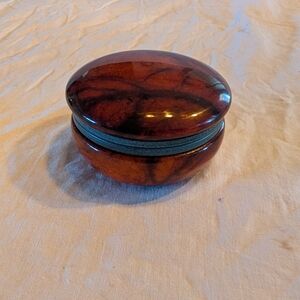 2/40$ Round Amber Stone Jewelry Trinket Box - Sleek Amber Organizer